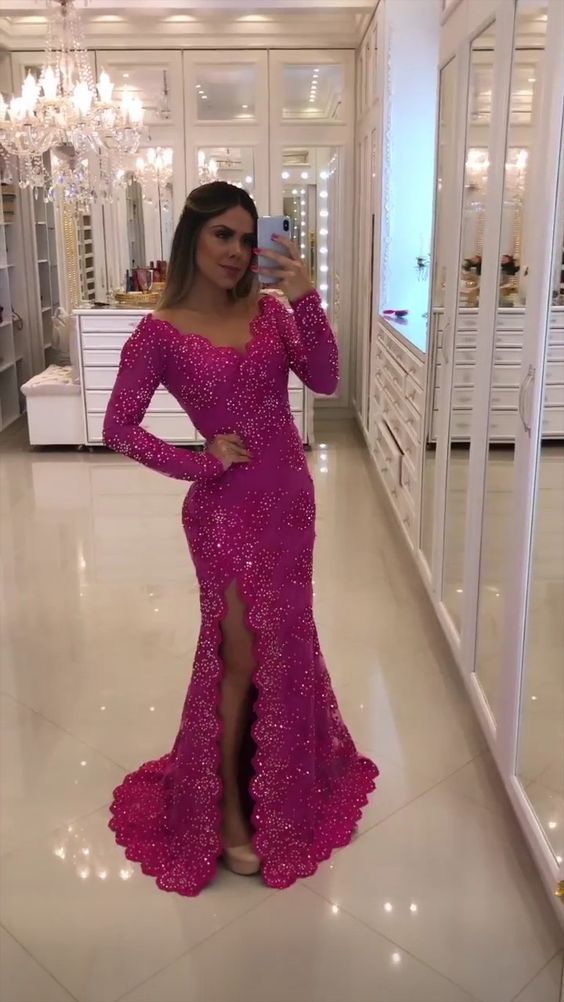 Mermaid Long Sleeves Prom Dresses fg4784