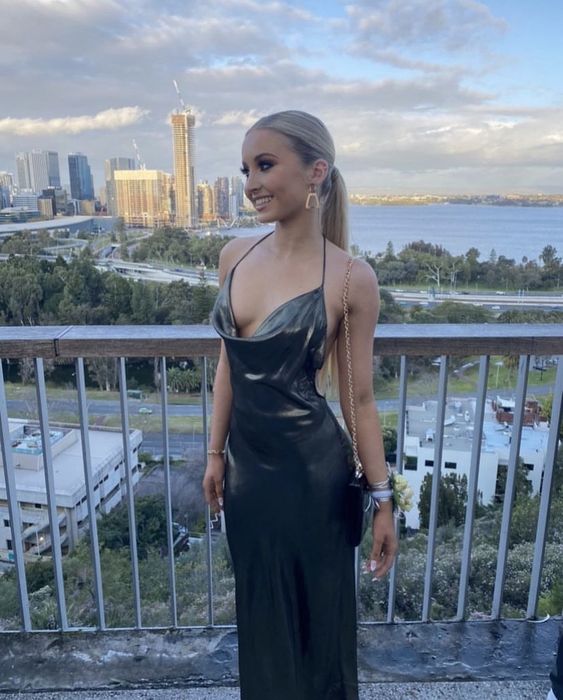 Black Evening Gown Long simple prom gown fg4173