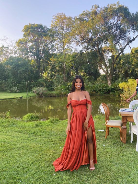 long prom dress, evening dress with side slit fg3319