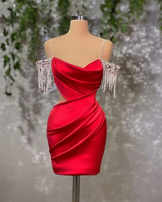 Sexy Red Elegant Short Party Dresses Women Mini Evening Cocktail Gowns fg3520