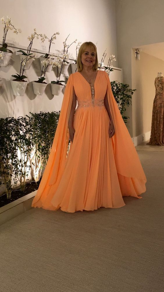 Orange Long Prom Dress, Formal Evening Graduation Dress fg4004