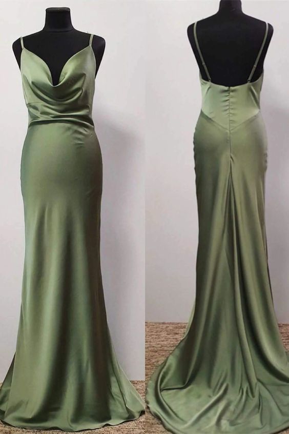 Green Cowl Neck Trumpet Long Prom Dress,Sheath Gala Dresses fg3306