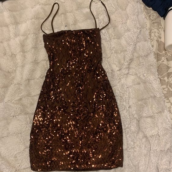 Brown sparkly dress Short Prom Dress Homecoming Dress fg3558