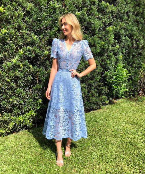 Blue A-Line Lace Prom Dress Homecoming Dress fg3844