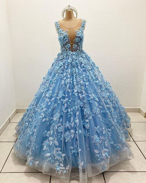 A Line Blue Formal Gown Dress Long Prom Dress Evening Dress fg4309