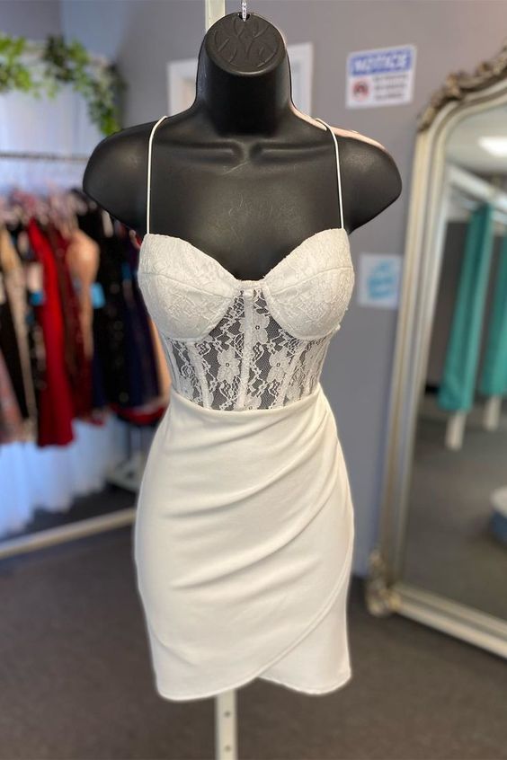 Straps Tight Ruched Mini Dress Homecoming Dress fg3595