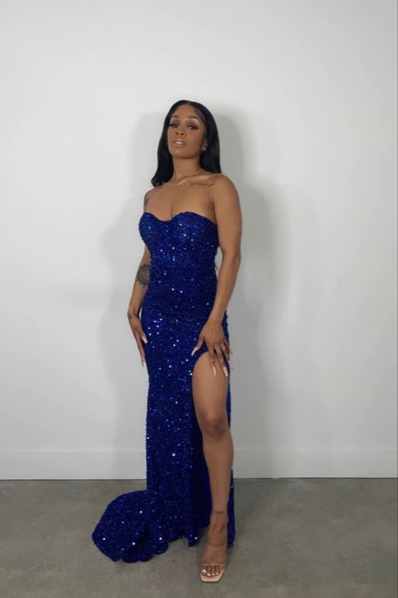 Royal blue mermaid long prom dress, fashion evening dress fg3335