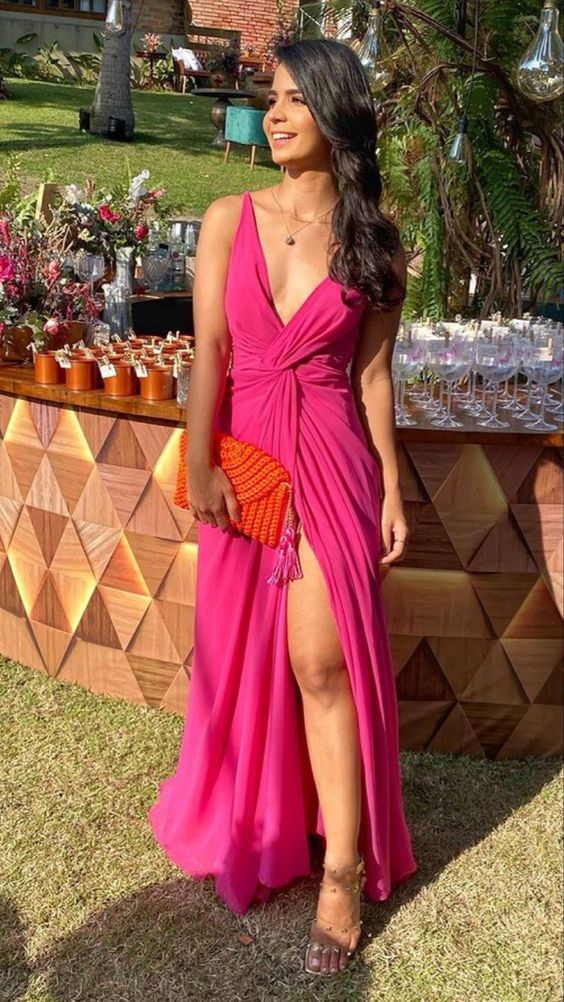 long prom dress, evening dress with side slit fg3321