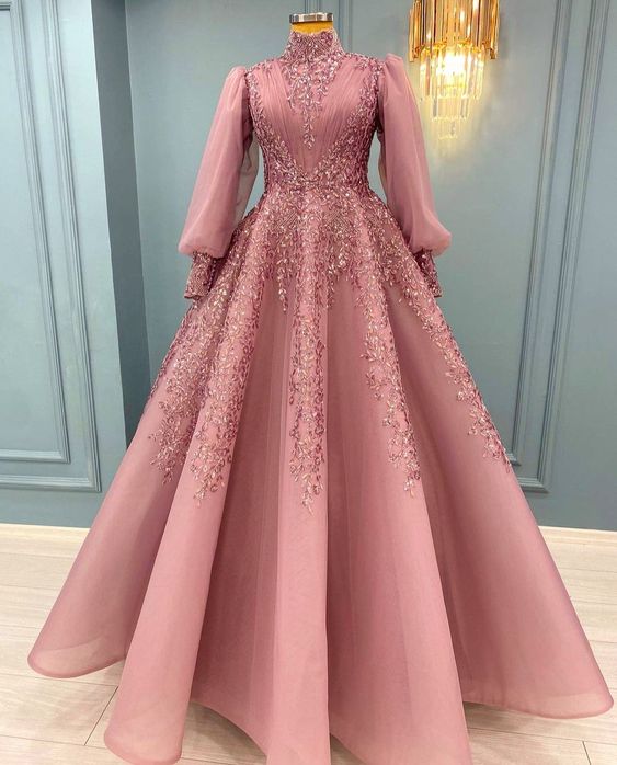 A line Pink Prom Dresses,Long evening Dress,formal Dress fg3703