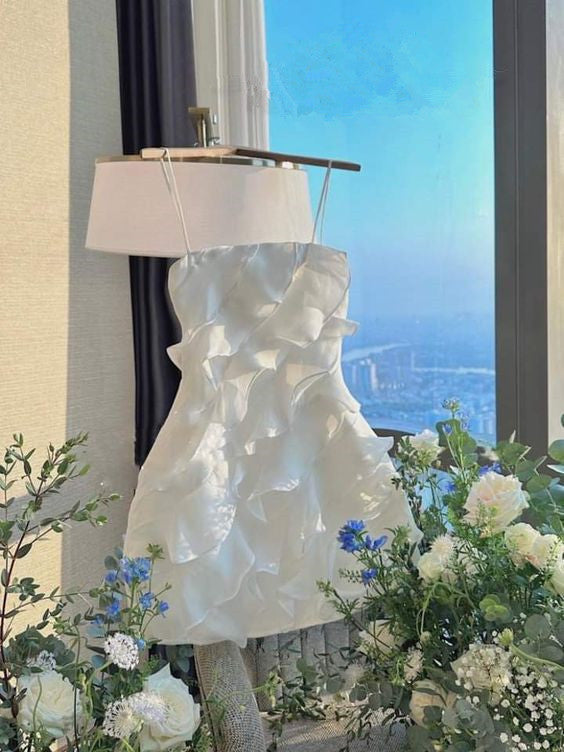 White Short Party Dress Lady Fashion Homecoming Gown fg3715