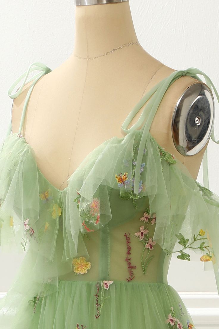 A-Line Embroidery Prom Dress with Slit fg4399