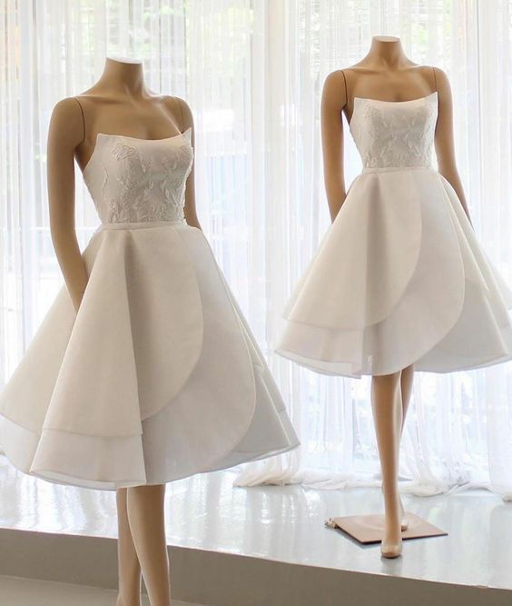 White Homecoming Graduation Dress Short Prom Dresses fg3995