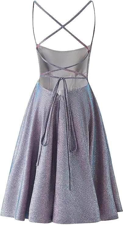 Sparkly Glitter Homecoming Dresses Short Spaghetti Straps Prom Dress Party Gowns for Women with Pockets Homecoming Dress fg3653