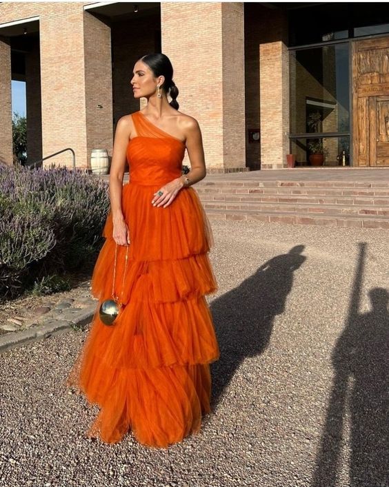 Orange long prom dresses, evening dresses,party dresses, formal dress fg3386