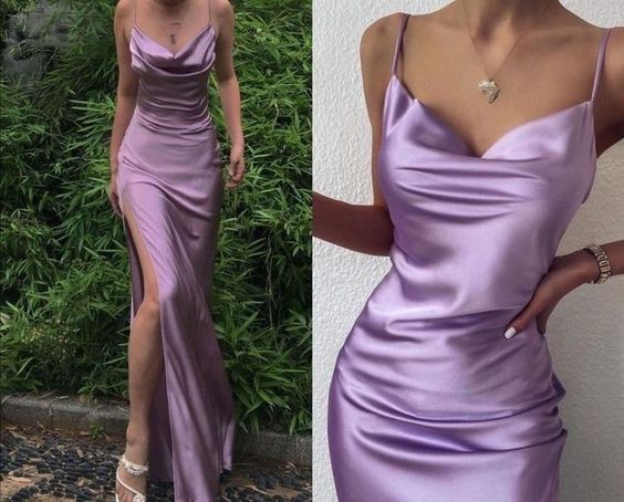 lilac satin prom gown,evening dress fg3371