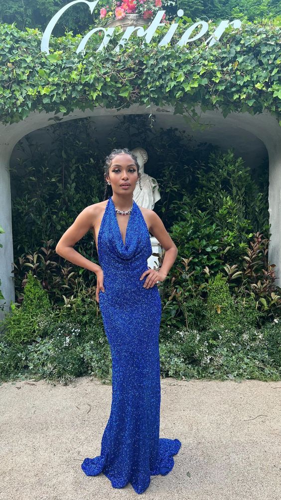 Royal blue long evening dress mermaid prom gown fg4152