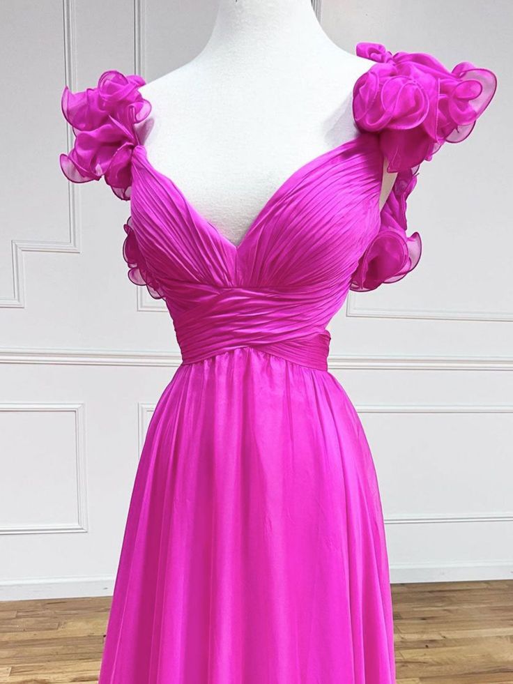 A-Line Fuchsia Long Prom Dresses, Backless Fuchsia Long Formal Dresses fg3971