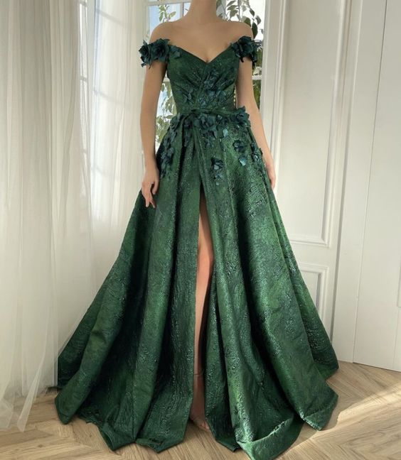 A-Line Prom Dresses Floral Dress Wedding Guest Wedding Party Court Train Sleeveless Off Shoulder Evening Dress fg3945