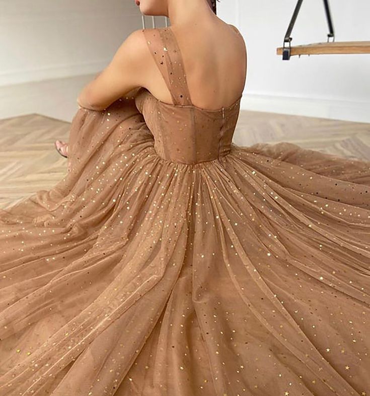 Khaki Vintage Tea Length Sweetheart Tulle Prom Dress fg3670