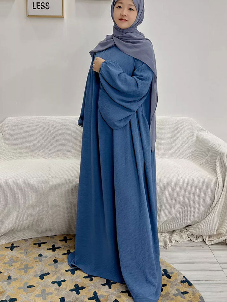 loveedsTM- Plain Abaya Muslim Long Dress for Women Ramadan Eid Balloon Sleeve Islamic Jilbab African Dresses Dubai Turkish Modesty Kaftan