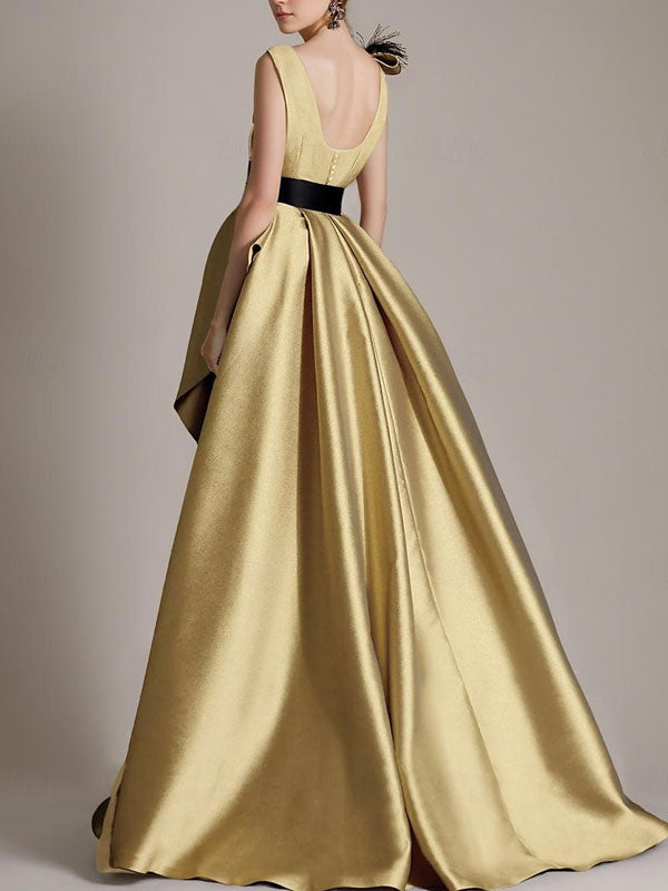 Temperament V-neck Floral Satin Women's Dress