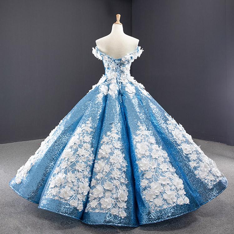 Luxurious Ball Gown Off-the-shoulder Appliques Sequin Prom Dresses SH1595