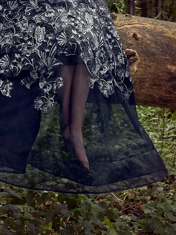 Hand Embroidered Organza Women's Evening Dress