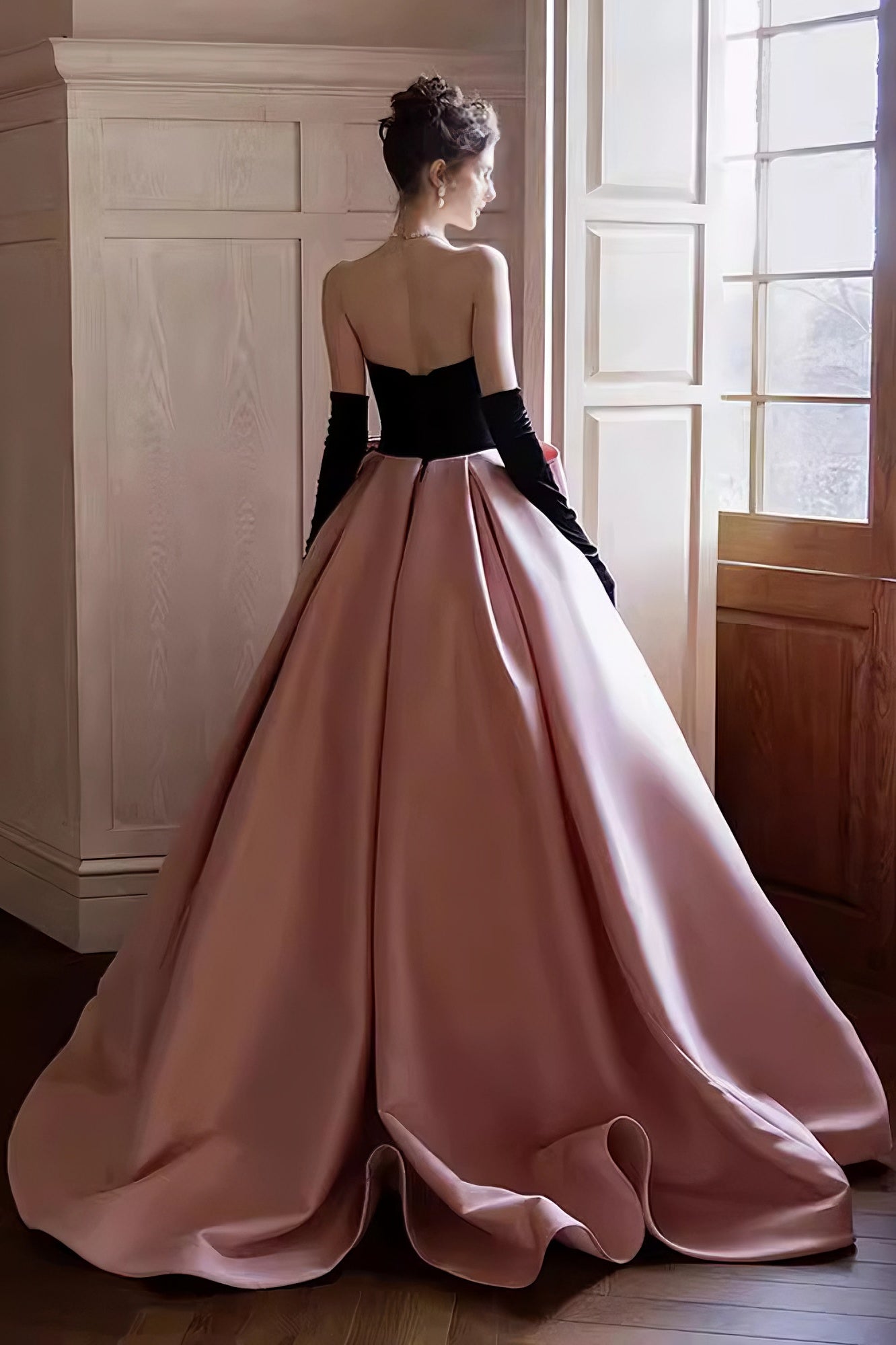 loveedsTM-Runaway princess evening dress black adult ceremony birthday party bow pink dress