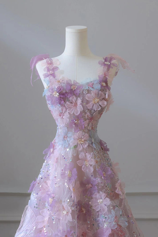 loveedsTM-Purple suspender heavy evening dress