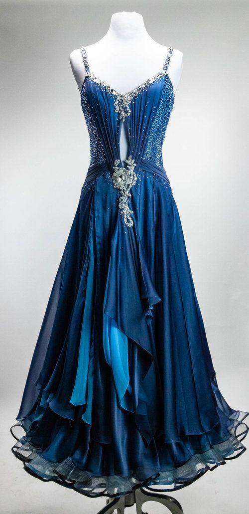Blue Beaded Elegant Fashion Long Chiffon Ball Gown Evening Gown gh4225