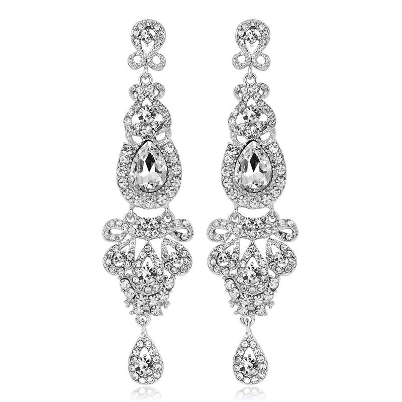 Hundred alloy and diamond crystal earrings