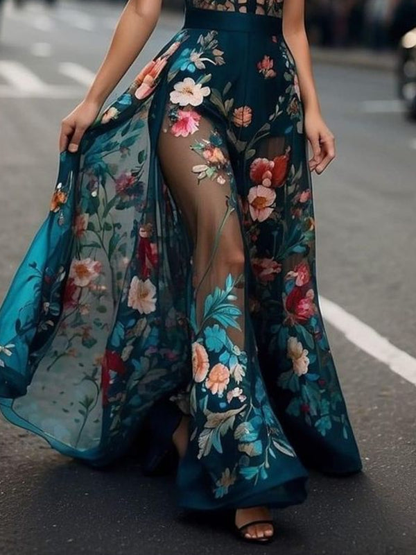 Temperament Street Shot Flowers Women's Dress