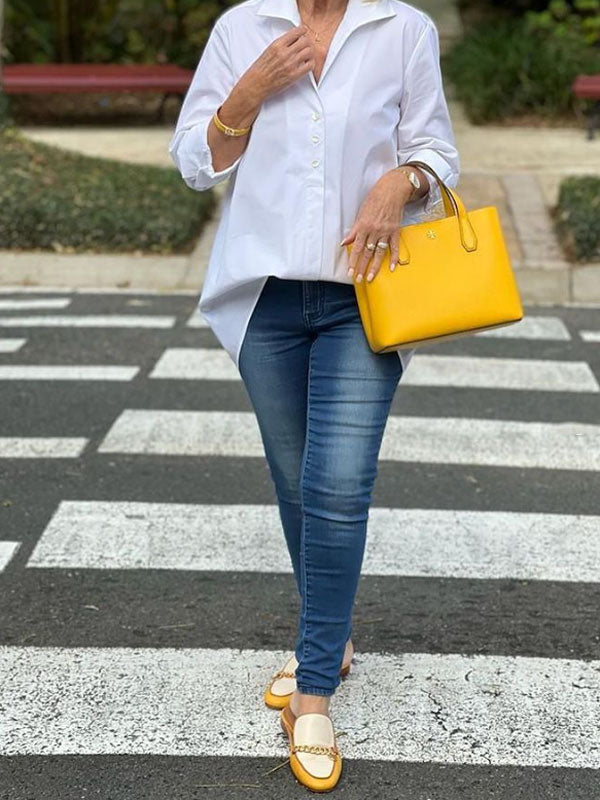 Solid Color Temperament Casual Work Ladies Shirt