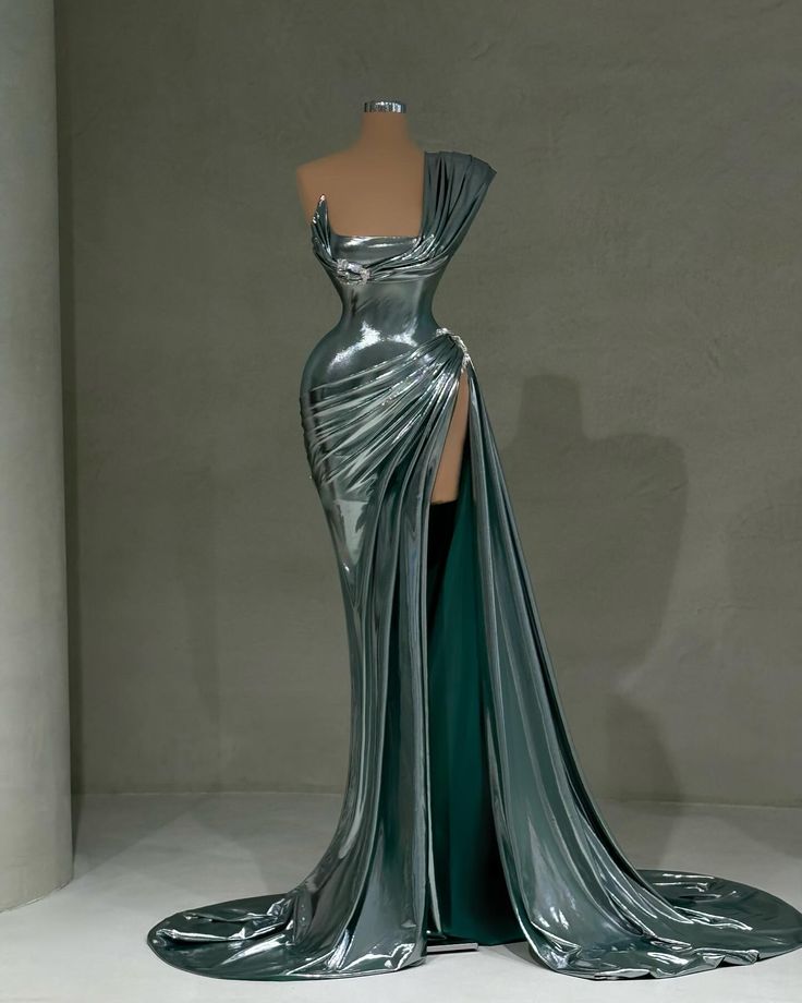 Ice Blue Fashionable and simple long sexy slit Prom Dress gh4962