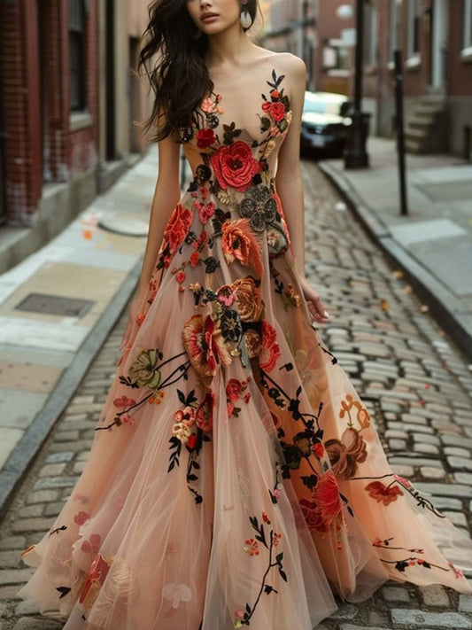 Heavy Designer Applique Ladies Dress