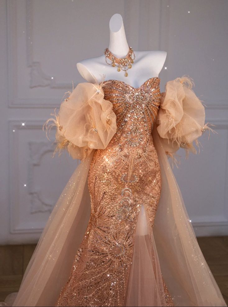 Gorgeous Mermaid Sweetheart Neck Sequin Long Prom Dress Graduation Prom Dress with Slit SH2617