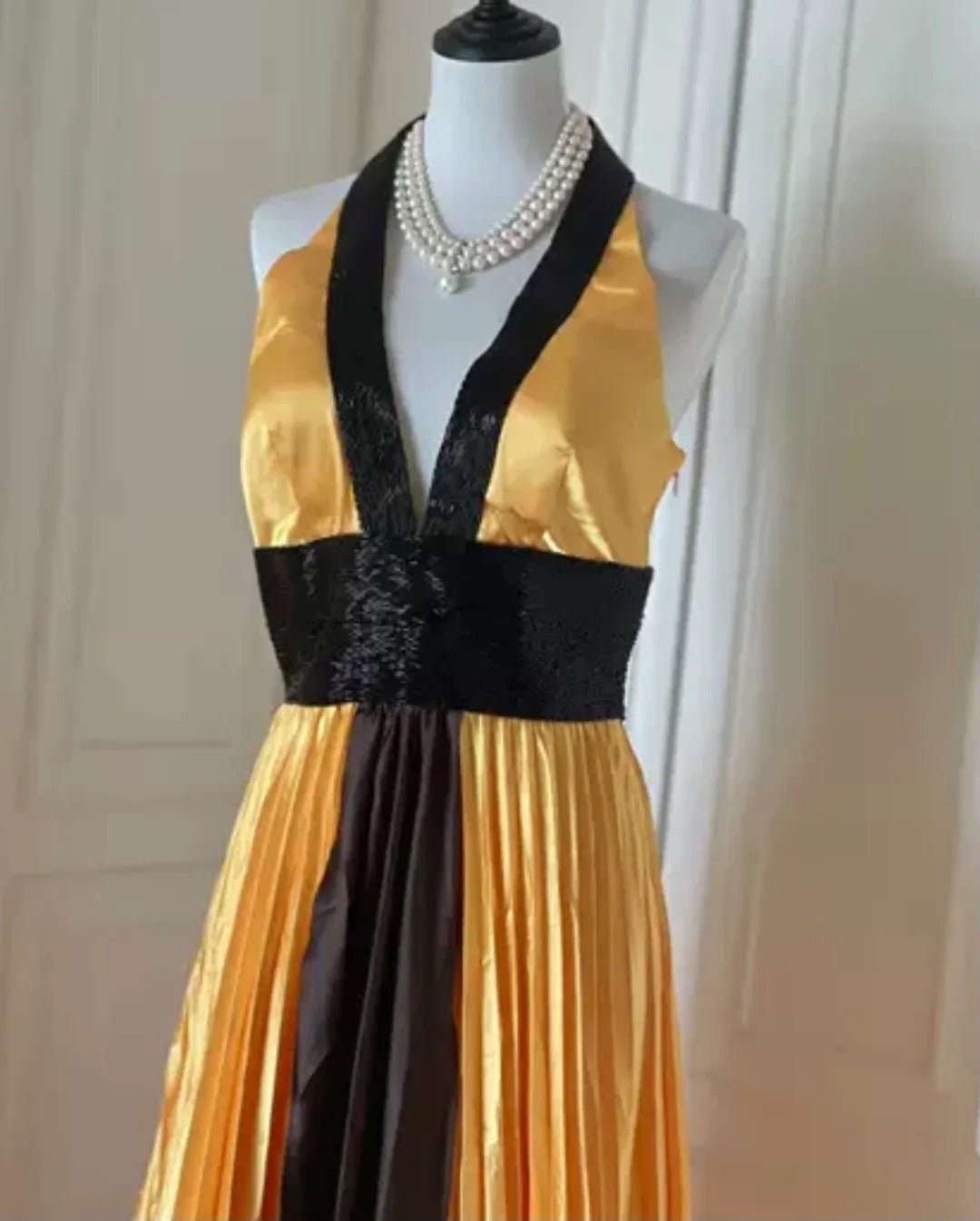 Yellow Exquisite Beading Long Satin Fashion Ball Gown Evening Gown Party Dress Prom Dress gh4267