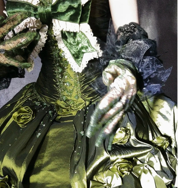 Green gorgeous exquisite beaded long satin ball gown evening dress party dress gh4500