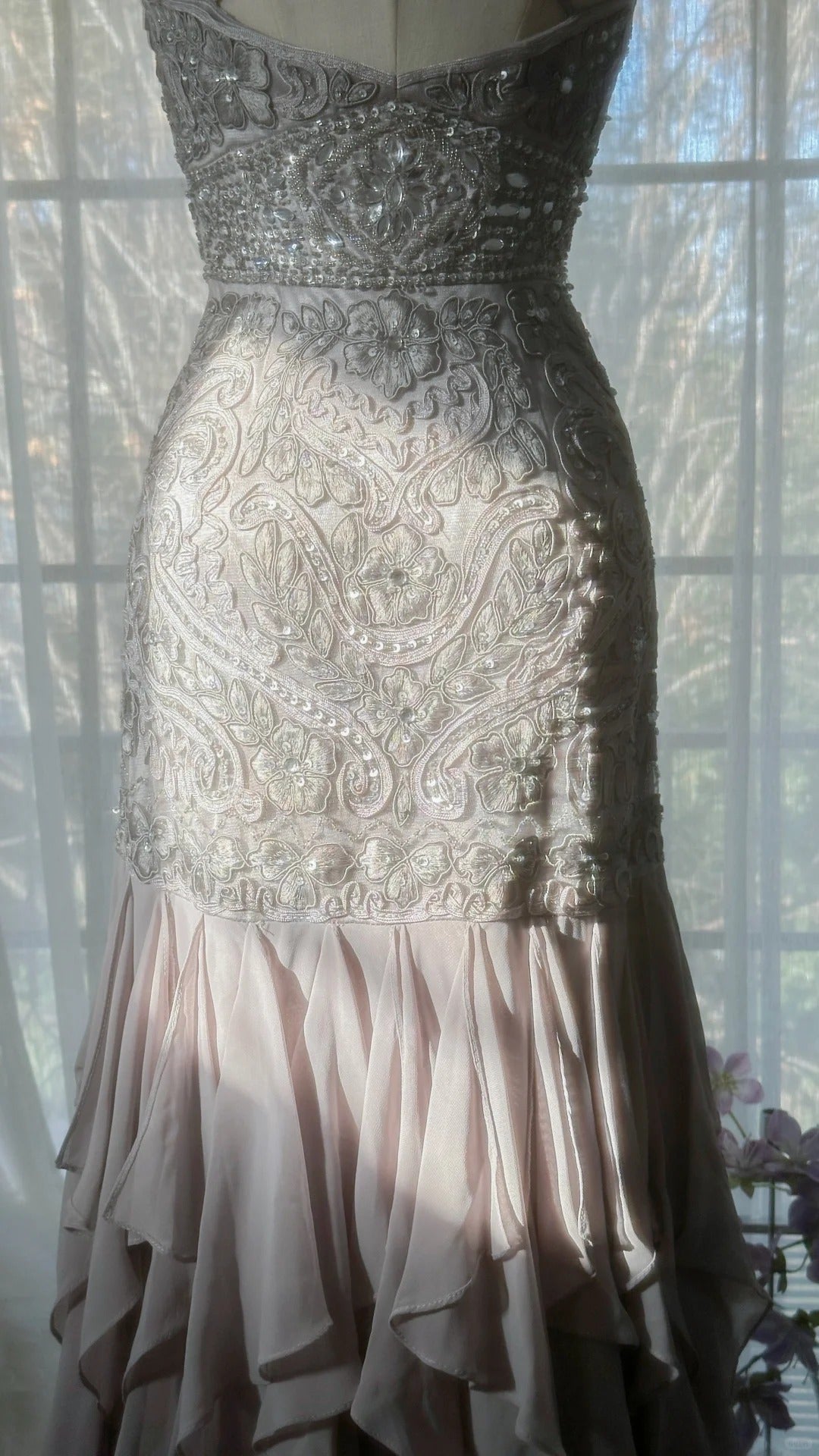 Purple Romantic Gorgeous Exquisite Elegant Beaded Lace Long Chiffon Evening Gown Ball Gown Prom Dress Birthday Holiday Party Dress gh4046