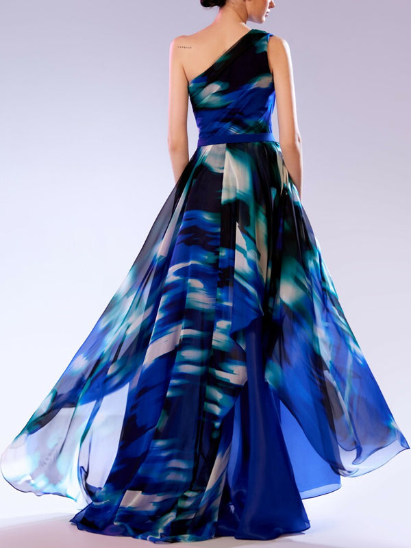 Off-shoulder Print Maxi Dress