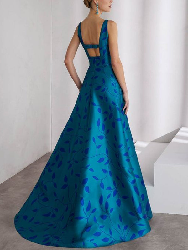 Crew Neck Sleeveless Printed Maxi Dress