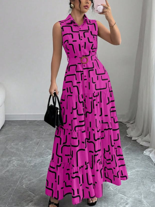 Shirt Collar Sleeveless Temperament Women's Dress