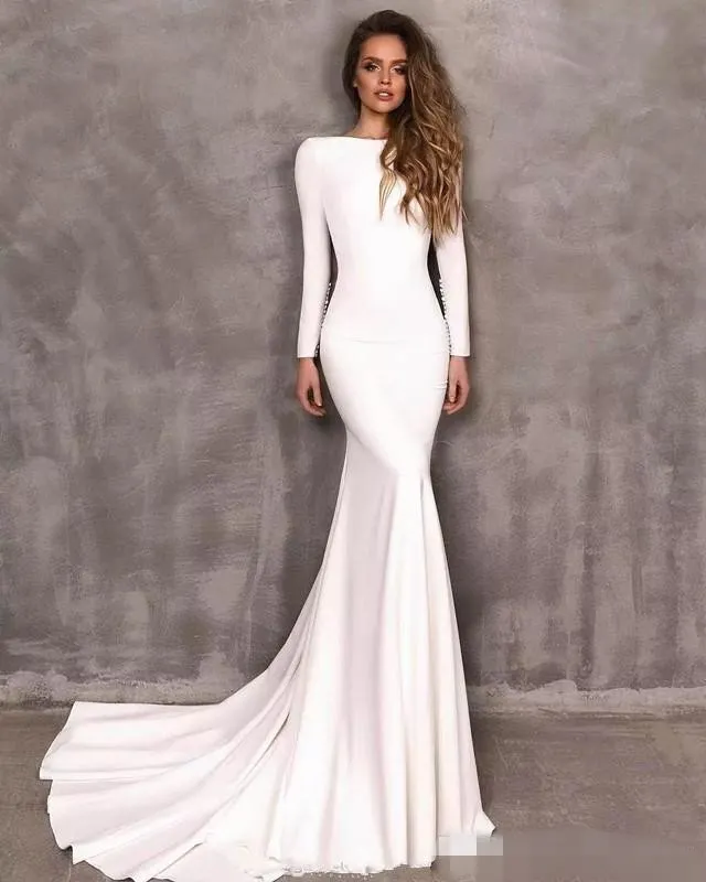 Mermaid Wedding Dress, Long Cowl Back Wedding Dress Wedding Gown cg17124