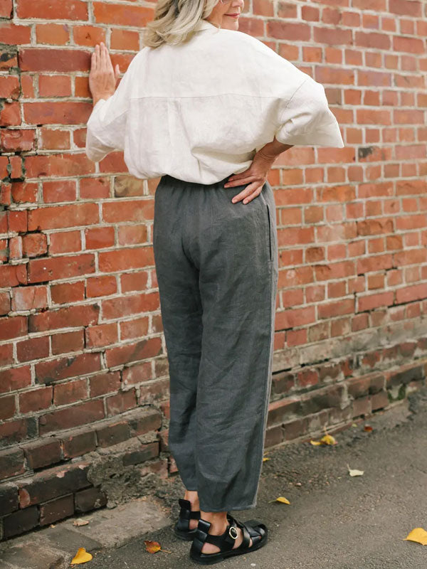 High-rise Tapered Linen Trousers Women's Pants