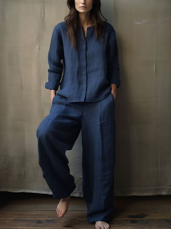 Cotton And Linen Straight Pants