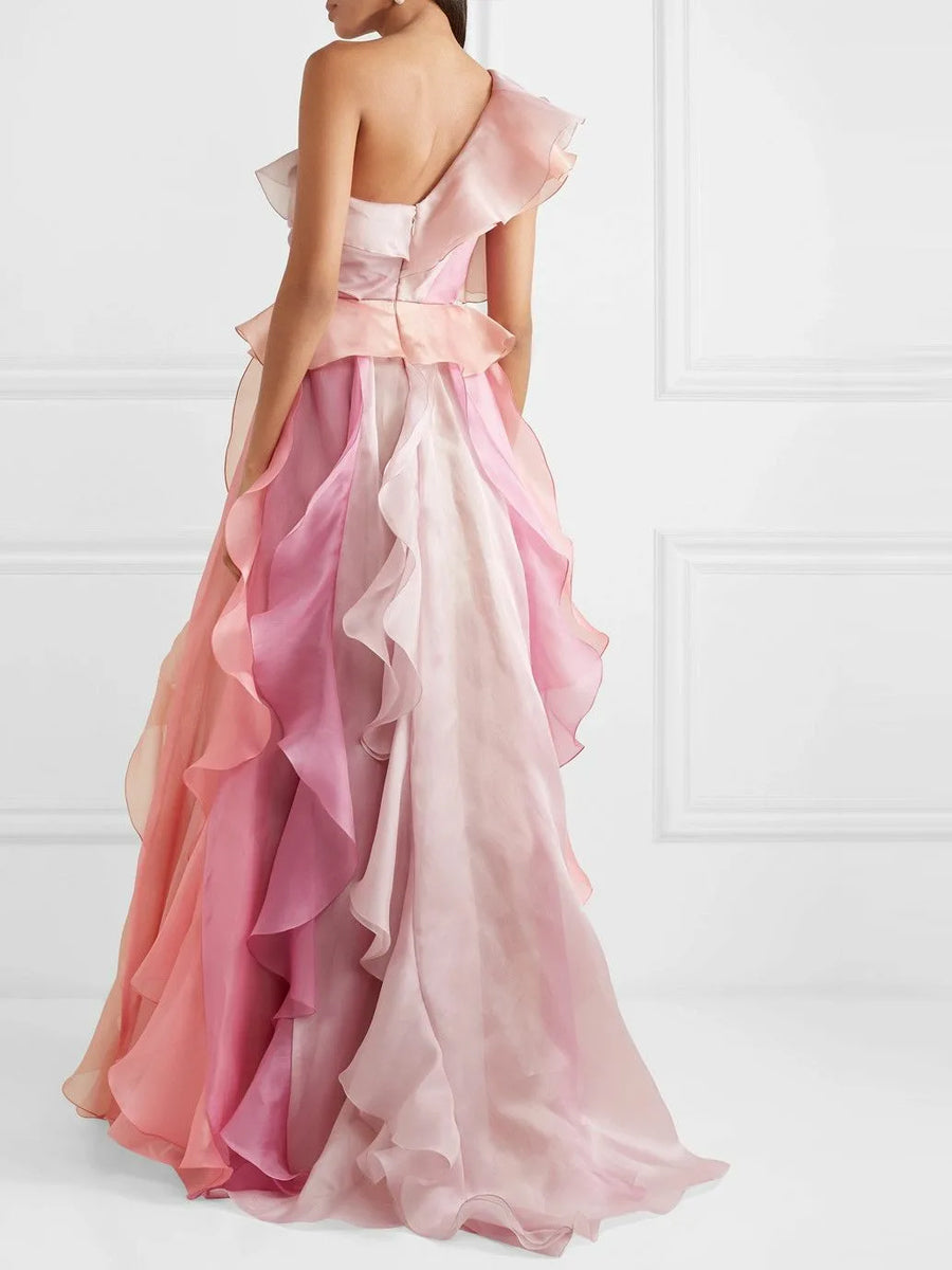 Elegant Romantic Cake Ruffle Maxi Dress