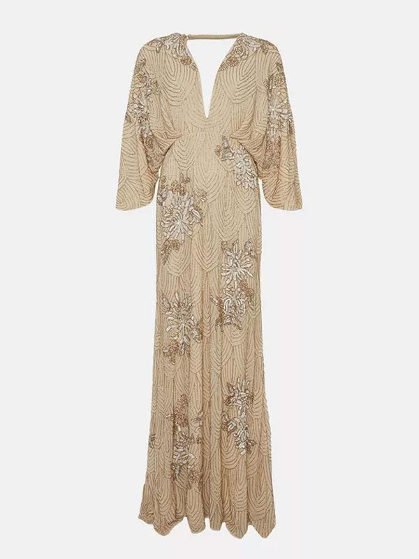 Vintage Kimono Sleeve Delicate Pattern Women's Dress