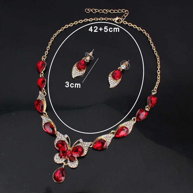 Butterfly Pendant Bridal Necklace Earring Set