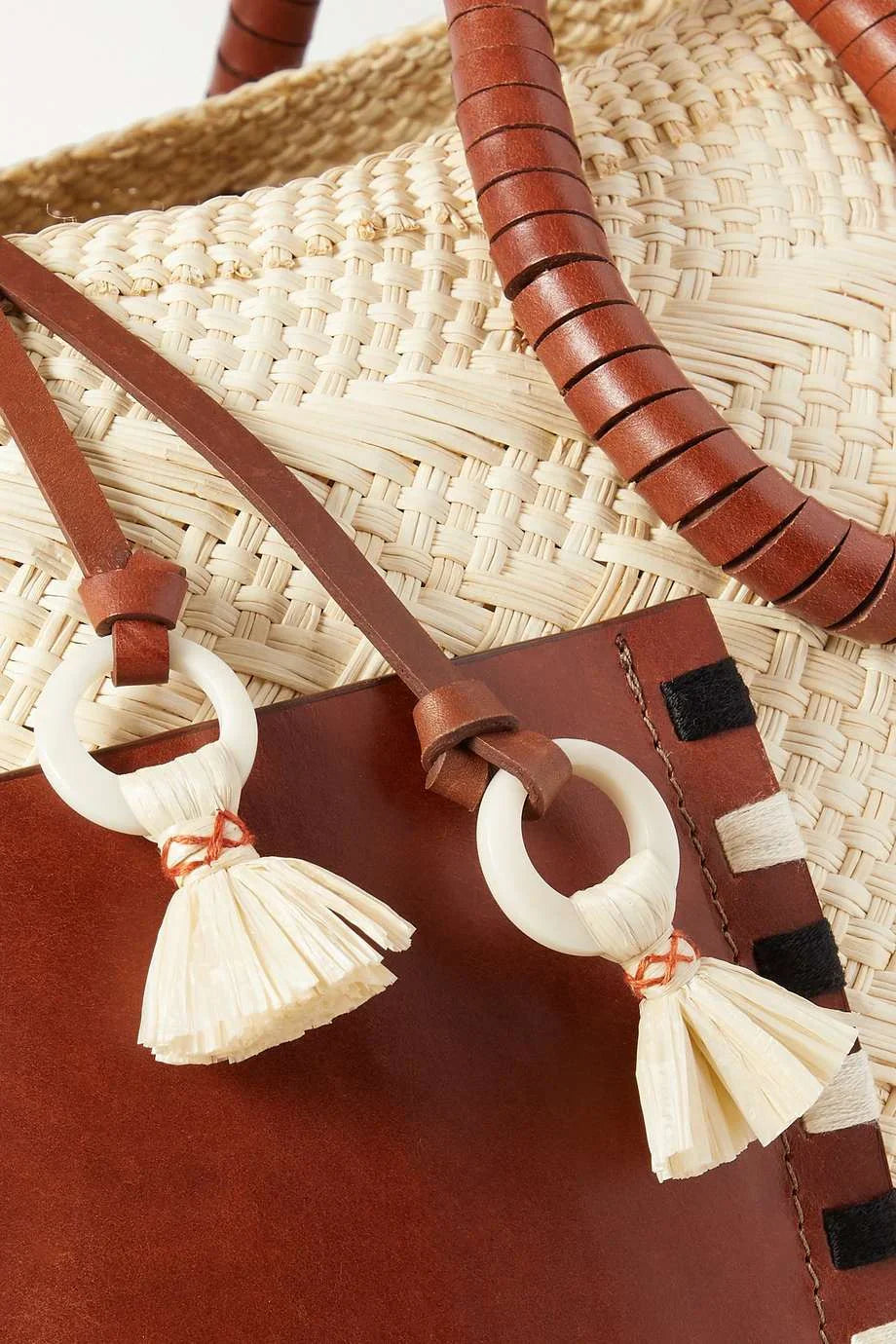 JOHANNA ORTIZ SUSTAIN Singing The Namba leather-trimmed raffia tote