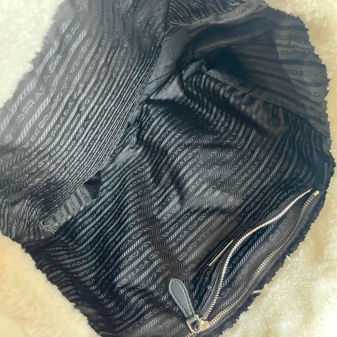 Prada logo-print terry-cloth tote bag